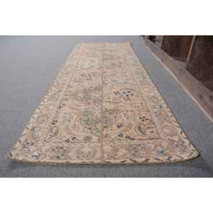 Alfombra turca Vintage de 21x6 pies, alfombra clásica de lana Beige para área grande, patrón de retazos Rectangular con respaldo de látex para uso en pasillo - Product Image 2