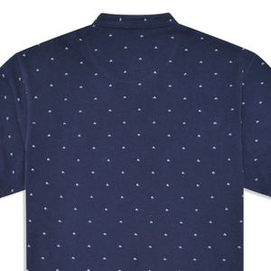 100% algodón de punto azul marino impreso banda cuello camiseta personalizable logotipo ecológico alta calidad sólido transpirable Casual en blanco - Product Image 5