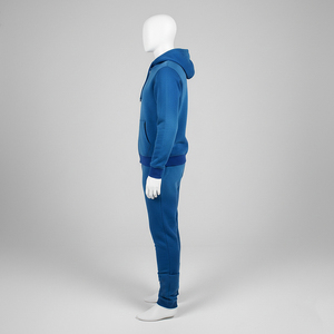 Conjunto Deportivo de Invierno para Hombre, Sudadera con Capucha Azul y Pantalones Deportivos, Estampado Blanco, Chándal Informal de Dos Piezas, Transpirable y Antibacteriano - Product Image 3