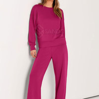 Setelan Olahraga Wanita Musim Dingin Berkualitas Premium Terlaris, 100% Katun, Potongan Regular, 2 Potong, Model Panjang