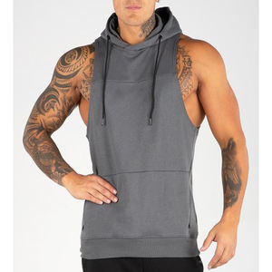 2025 sweat à capuche sans manches pour hommes 100% coton Gym sans manches à capuche Gym entraînement pull sans manches à capuche - Product Image 1