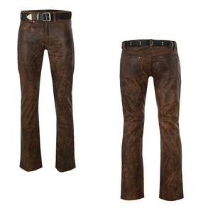 กางเกงหนังคุณภาพสูงสำหรับผู้ชายกระเป๋ามันเงามีกระเป๋าน้ำหนักเบาแบบตรงด้านหน้าแบนมีบริการ OEM - Product Image 5