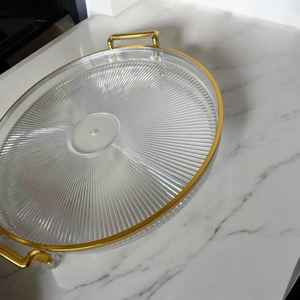 Stockage de thé de ménage rond à bord doré de style luxueux de qualité supérieure pour les plats de service et autres articles pour les ustensiles de cuisine et l'hôtel au plus bas - Product Image 6