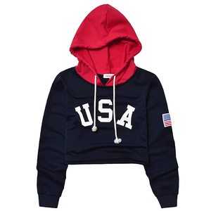Women's <b>Winter</b> Summer Hooded Crop <b>Top</b> Embroidered Printed Breathable Terry Fabric Anti-Shrink Anti-Wrinkle Anti-Pilling Quick - Product Image 1