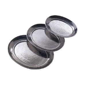 Plateau de décoration en métal au design moderne pour la maison et les hôtels Plateau de rangement fait à la main recouvert d'argent Forme ronde pour café et ferme Plateau décoratif - Product Image 2