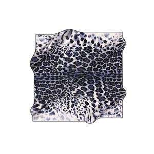 Black and White Leopard Print Silk Square Scarf - Product Image 1