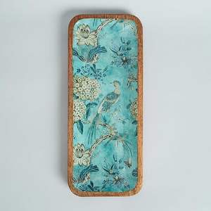 Bandeja de servicio impresa de madera hecha a mano de calidad superior con marco de madera natural para hogares modernos a precio al por mayor - Product Image 1