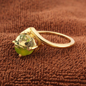 Nouvel Arrivage 8US Taille Minimaliste Mohave Péridot Cuivre Turquoise Bague en Pierre Précieuse Plaqué Or Prong Set Empilable Mariage Vente en Gros - Product Image 3