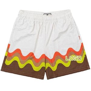 Logo personnalisé double couche 5 pouces entrejambe short en maille hommes 100% polyester sublimation personnalisé blanc court hommes Shorts de plage - Product Image 5