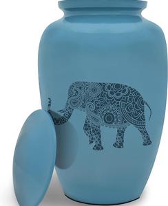 Urna Funeraria para Adultos con Diseño de Elefante Art Deco Hecha a Mano, Metálica (Aluminio) a Prueba de Fugas, Capacidad de 4-5L - Product Image 1