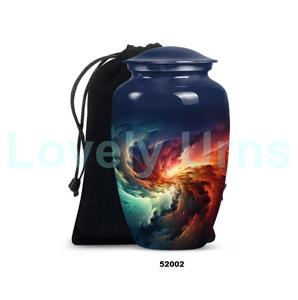 Meilleure vente Urne de crémation galaxie en aluminium noir pour adultes pour cendres humaines Grande urne funéraire décorative avec sac en velours gratuit - Product Image 3