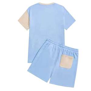 Ropa de hombre de alta calidad, conjuntos de talla grande para hombre, camisetas y pantalones cortos de estilo callejero, conjunto doble de 2 uds, ropa informal de verano para hombre - Product Image 5