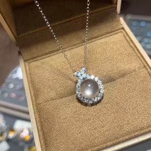 Elegante Collar de Plata de Ley S925 con Colgante de Jade Espuma de Agua, Gema de Jade Albite, Amuleto para Mujer, Joyería Fina, Regalo - Product Image 4