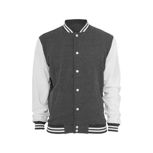 Chaqueta Varsity Azul Marino para Hombre, Color Sólido, Cierre de Botones, Estilo Preppy, Material de Algodón, Cuello Camisero, Corte Regular, para Otoño - Product Image 5