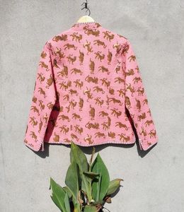 เสื้อโค้ทผ้าฝ้ายพิมพ์ลายเสือผ้าคอตตอนพิมพ์ลายเสือแบบกลับด้านได้สำหรับผู้หญิงฤดูหนาว - Product Image 5