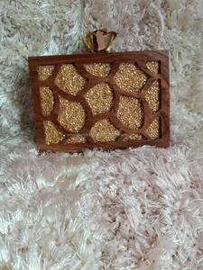 Bolso de noche de moda de lujo de inspiración vintage para bolso de noche de madera de mango Embrague de boda y fiesta para niñas Precio de venta completo disponible - Product Image 5