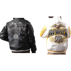 Custom Made Genuine Leather With Embroidery Avirex <b>Jackets</b> Hot Selling Customized Classic Cowhide Leather Avirex <b>Jacket</b> - Product Image 5