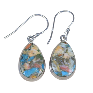 925 boucles d'oreilles en argent Sterling massif femmes filles boucles d'oreilles pendantes huître Turquoise boucles d'oreilles en pierres précieuses pour 925 bijoux estampillés - Product Image 1