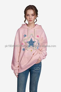 Star Graphic Fleece Hoodie Vintage Denim Applique Bordado Oversize Heavyweight Pullover 2025 Trajes - Product Image 2