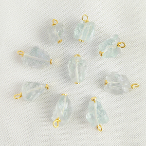 Sterling Silver Wire <b>Wrapped</b> 8-10mm Raw Aquamarine Women's Trendy Rose Gold Plated Fashion Pendants & Charms - Product Image 2