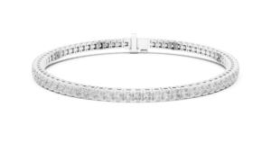 Bracelet en or rose 14 carats avec diamant de laboratoire taille princesse pour femme, cadeau de mariage ou d'anniversaire de luxe certifié, bijoux raffinés et élégants - Product Image 5