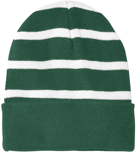 Bonnet rayé à revers pour hommes chaud tricoté sports d'hiver randonnée Ski extérieur multicolore chapeaux Jacquard bonnet couleur verte casquettes - Product Image 1