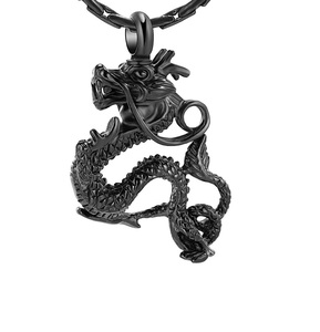 Bijoux de crémation noirs pour cendres en acier inoxydable Dragon urne collier souvenir porte-cendres humaines pour femmes hommes taille personnalisée - Product Image 3