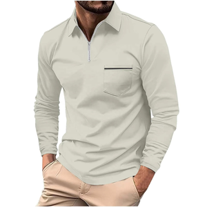 Camiseta Polo de Manga Larga para Hombre, Colección Fresh, Tejido Texturizado, Ligera, para Verano, Personalizable con Marca, OEM - Product Image 1