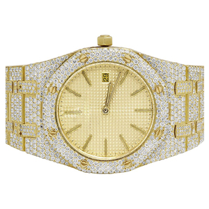 Iced Out Moissanite Quartz Two Tone Thorns <b>Watch</b> Case with Glass Dial - Product Image 1