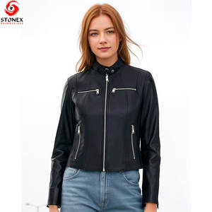 Veste en cuir pour femmes confortable et tendance Manches longues Meilleure vente Nouveau design Veste en cuir véritable pour femmes - Product Image 3
