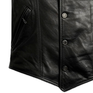 Chaleco de Motocicleta de Cuero Genuino Negro para Hombre, Cierre de Cremallera sin Cuello, Reversible, Impermeable, Transpirable, Ropa Exterior Formal - Product Image 4