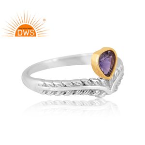 แหวนพลอยไอโอไลต์ธรรมชาติทำจากเงินแท้ดีไซน์รูปหัวใจผลิตตามสั่ง - Product Image 2