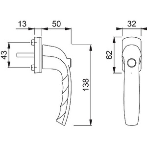 Poignée de fenêtre HOPPE 0810SV/U10 en aluminium 32 mm, autobloquante New York, pour stores et volets intelligents blancs Traffic - Product Image 3