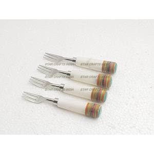 Cuchara de acero inoxidable, tenedor, cubiertos con mango de madera de resina epoxi, juego de cubiertos de acero inoxidable - Product Image 2