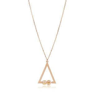 Collier à breloque tendance en argent sterling 925 plaqué rhodium, orné de perles triangulaires simples, fait main en Turquie, vente en gros - Product Image 6