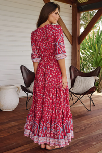OEM ที่กําหนดเองสาวชายหาดฤดูร้อนพิมพ์ลายดอกไม้ Boho ยาวเรยอน Ruffles ลําลองคอวีเซ็กซี่ Boho Maxi Plus ชุดเสื้อคลุมหญิง - Product Image 3