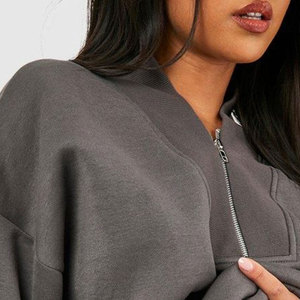 Chándal de invierno con cremallera de cuarto de moda para mujer Logotipo personalizado Impreso Color sólido Conjunto de sudor de poliéster de algodón transpirable de la mejor calidad - Product Image 6