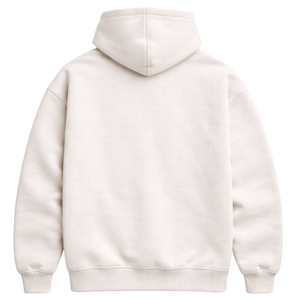 Sweat-shirt à capuche oversize pour homme en ivoire, 50% coton, 50% polyester, épaules tombantes, streetwear, coupe décontractée, sweat-shirt d'hiver - Product Image 4