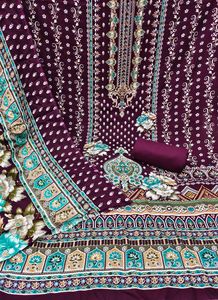 Conjunto de Salwar Kameez de Rayón Estampado con Dupatta de Seda Chanderi - Estilo Tradicional 2.4m Inferior 2.3m Superior 2.1m Dupatta - Product Image 5