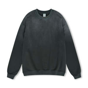 Men's Premium 100% Cotton Gradient Loose Plain Sweatshirt <b>American</b> Style Street Crew Neck Casual <b>Hoodies</b> for Winter in Bulk - Product Image 2