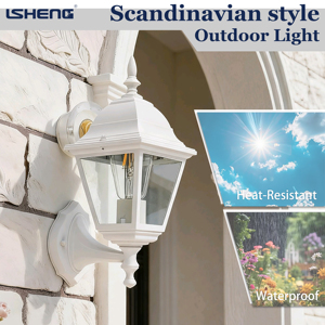 Đèn tường/trần ngoài trời kiểu châu Âu cổ điển, chất liệu nhôm, chân E27, chống nước IP44, điều khiển từ xa - Product Image 2