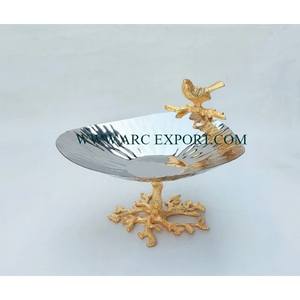 Wholesale Dining Table Food Serving Bowls <b>Vintage</b> Kitchen Food Decorative Bowl With <b>Gold</b> Color Aluminum Stand <b>Mirror</b> Polished - Product Image 1