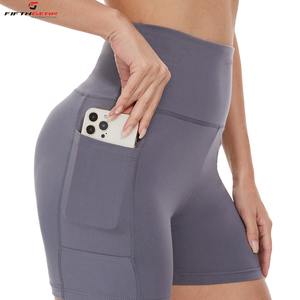 Top vente dames taille haute contrôle du ventre respirant Fitness Shorts séchage rapide Yoga Shorts avec pas de couture avant motif solide - Product Image 5