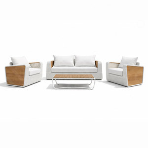 Ensemble de meubles de patio d'extérieur en <span class=keywords><strong>osier</strong></span> blanc de luxe, 4 pièces, canapés à une et deux places avec table basse pour <span class=keywords><strong>salon</strong></span> ou villa - Product Image 5