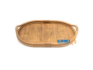 Hot New Custom Respectueux de l'environnement naturel décoratif ovale plateaux en rotin bois et bambou conception de plateau de service pour la salle à manger et la décoration de la maison - Product Image 4