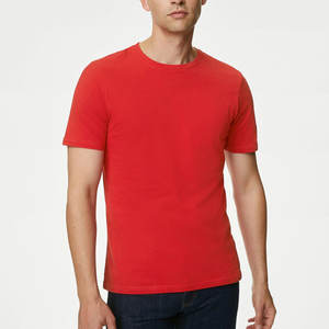 T-shirt uni 100% coton respirant pour hommes pas cher avec logo d'impression personnalisé solide - Product Image 1