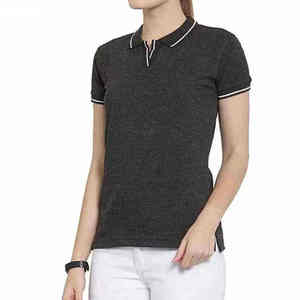 Polo personnalisé en coton à manches courtes pour femme, coupe ajustée, avec bordure contrastante, décontracté, respirant, idéal pour le golf et le tennis - Product Image 3