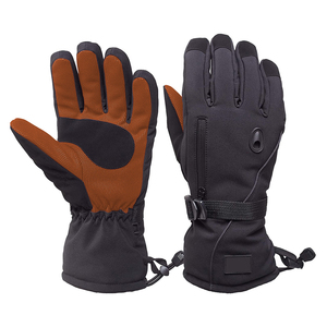 Guantes de esquí cálidos de invierno para hombre con puño elástico, forro de punto suave, cuero calefactor y poliéster para clima frío, guantes calefactables - Product Image 3
