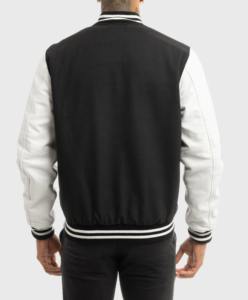 Veste universitaire personnalisée avec broderie de logo, manches en cuir, veste universitaire en laine, veste de baseball pour hommes - Product Image 3