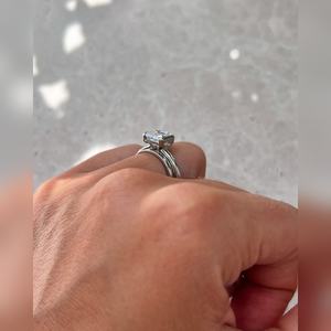 แหวนเพชรทรง Asscher ตัวเรือนเงินสเตอร์ลิง ชุบทอง ขอบเพชรแบบ Bezel สำหรับงานหมั้นและงานแต่งงาน - Product Image 4